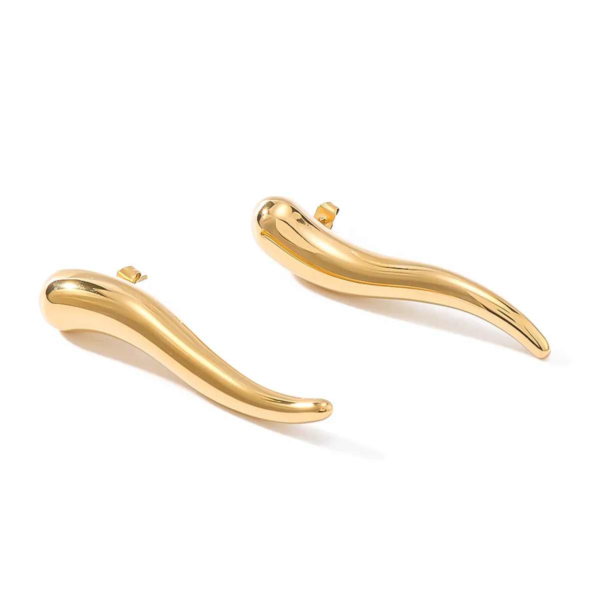 1 Pair Simple Style Classic Style Solid Color Polishing Plating 304 Stainless Steel 18K Gold Plated Ear Studs