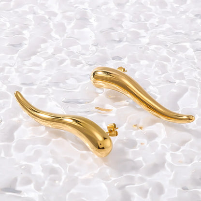 1 Pair Simple Style Classic Style Solid Color Polishing Plating 304 Stainless Steel 18K Gold Plated Ear Studs