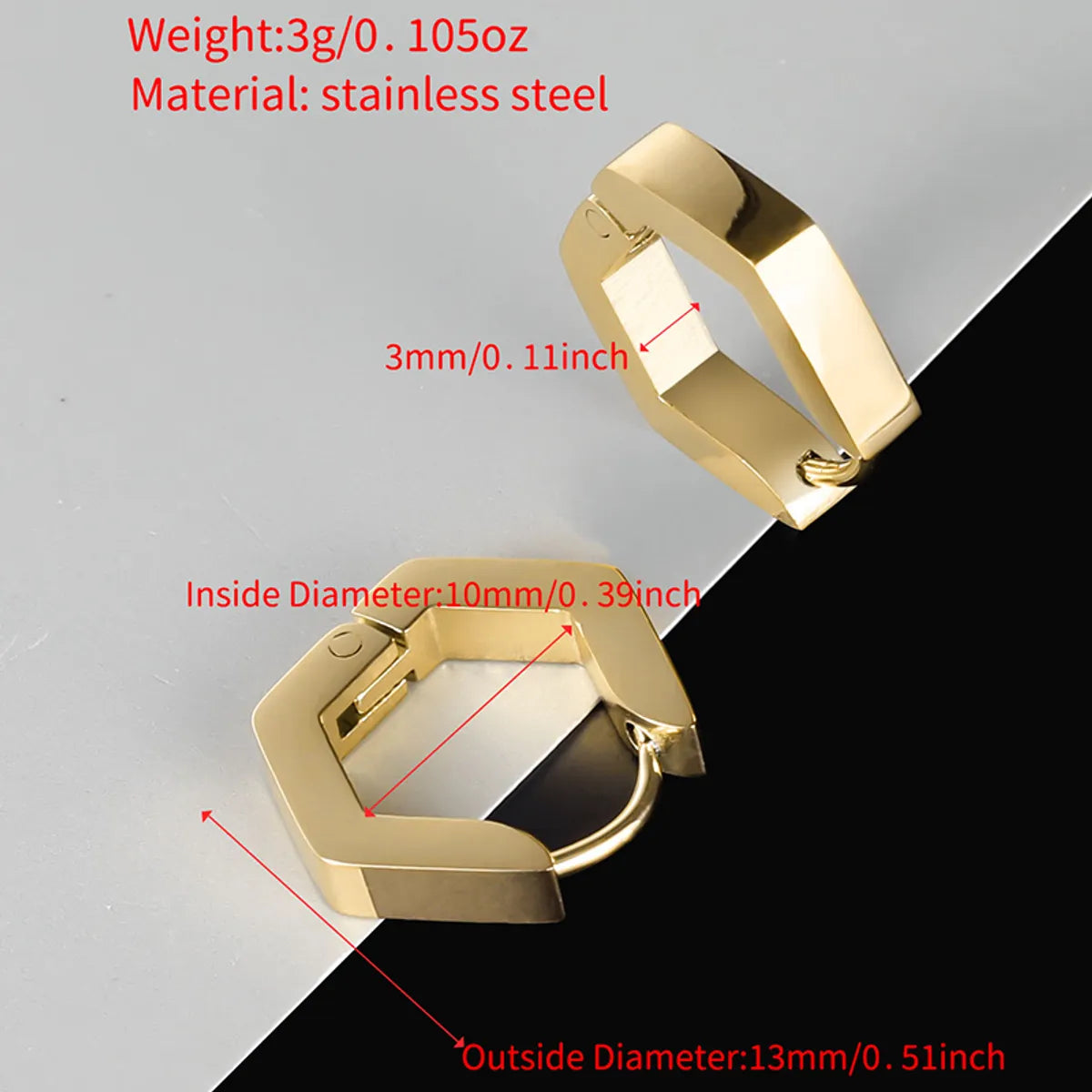 1 Pair Simple Style Classic Style Solid Color Polishing Plating Stainless Steel 18K Gold Plated Rose Gold Plated Ear Clip