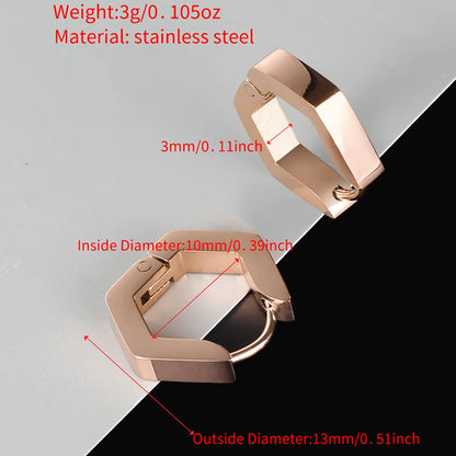 1 Pair Simple Style Classic Style Solid Color Polishing Plating Stainless Steel 18K Gold Plated Rose Gold Plated Ear Clip