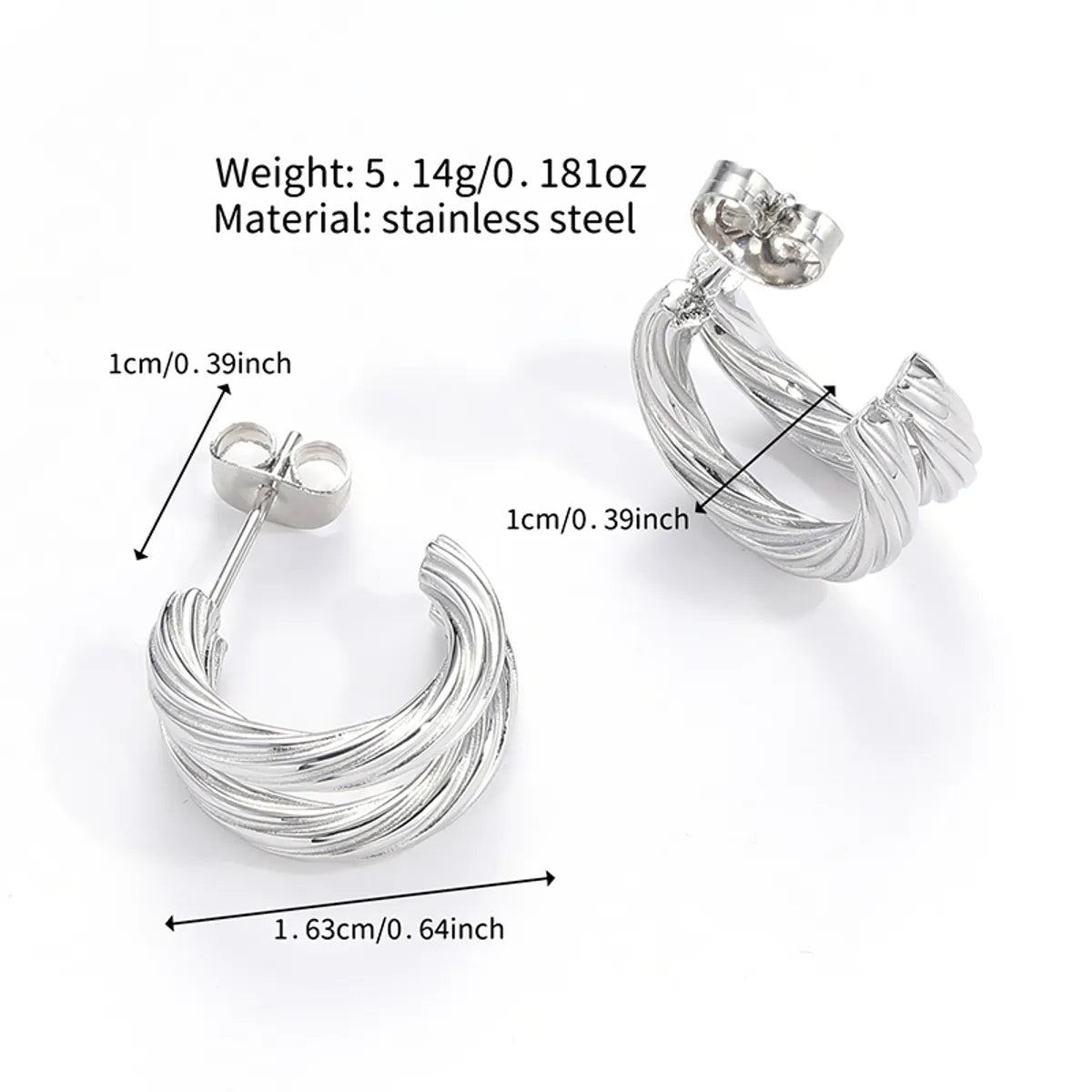 1 Pair Simple Style Classic Style Solid Color Polishing Stainless Steel Ear Studs