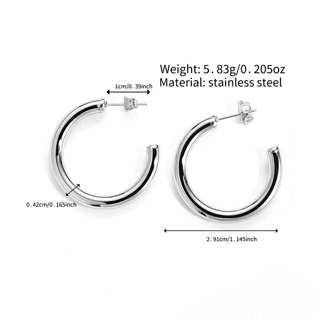 1 Pair Simple Style Classic Style Solid Color Polishing Stainless Steel Ear Studs