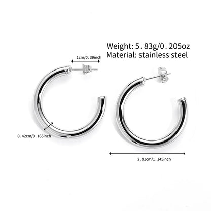 1 Pair Simple Style Classic Style Solid Color Polishing Stainless Steel Ear Studs