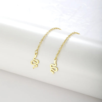 1 Pair Simple Style Classic Style Solid Color Snake Plating Stainless Steel Drop Earrings