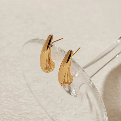 1 Pair Simple Style Classic Style Solid Color Water Drop Plating 304 Stainless Steel 18K Gold Plated Ear Studs