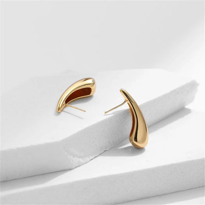 1 Pair Simple Style Classic Style Solid Color Water Drop Plating 304 Stainless Steel 18K Gold Plated Ear Studs