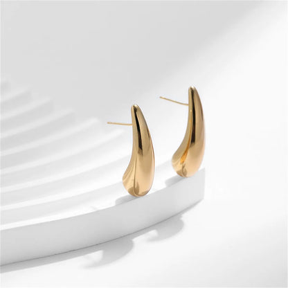 1 Pair Simple Style Classic Style Solid Color Water Drop Plating 304 Stainless Steel 18K Gold Plated Ear Studs