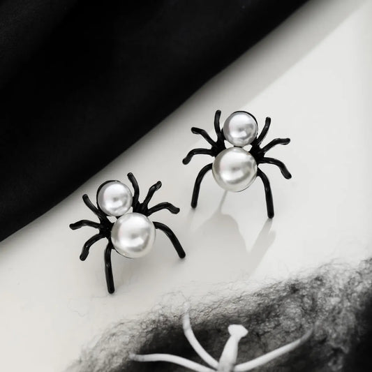 1 Pair Simple Style Classic Style Spider Inlay Alloy Pearl Ear Studs