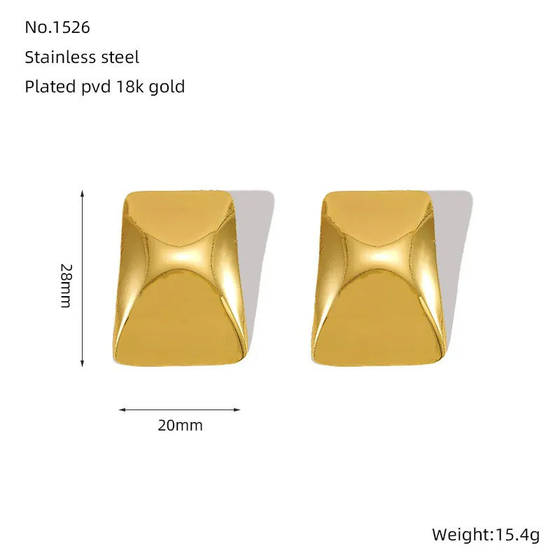 1 Pair Simple Style Classic Style Square 304 Stainless Steel 18K Gold Plated Ear Studs