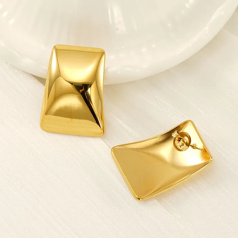 1 Pair Simple Style Classic Style Square 304 Stainless Steel 18K Gold Plated Ear Studs