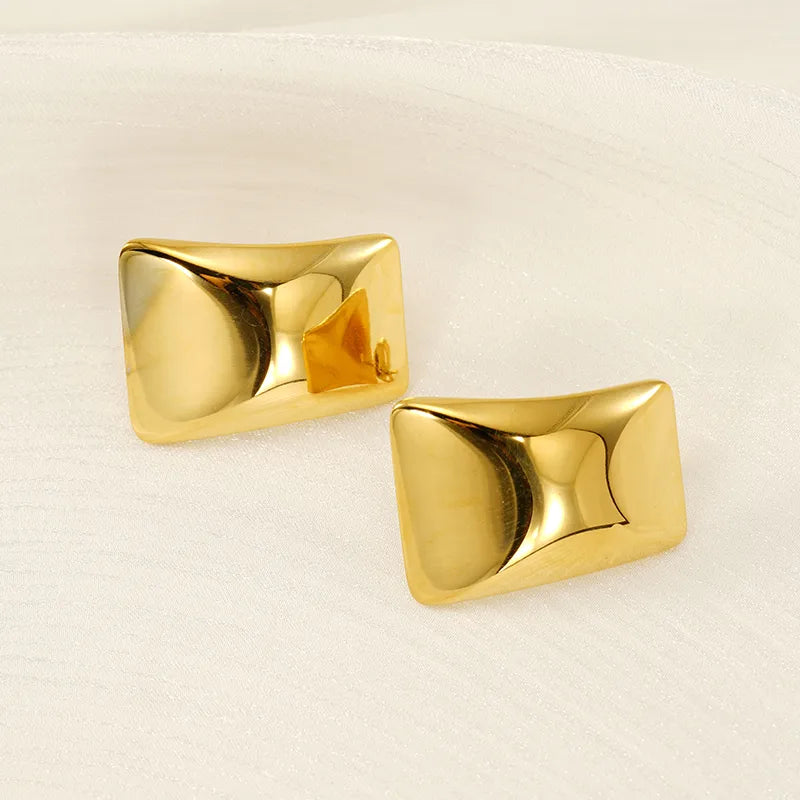 1 Pair Simple Style Classic Style Square 304 Stainless Steel 18K Gold Plated Ear Studs