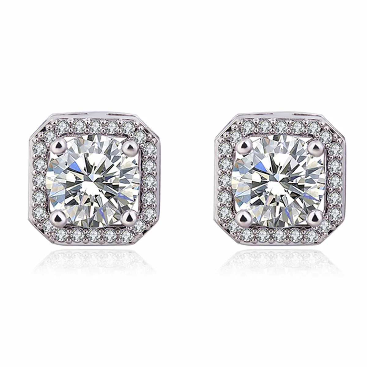 1 Pair Simple Style Classic Style Square Inlay Copper Zircon Ear Studs