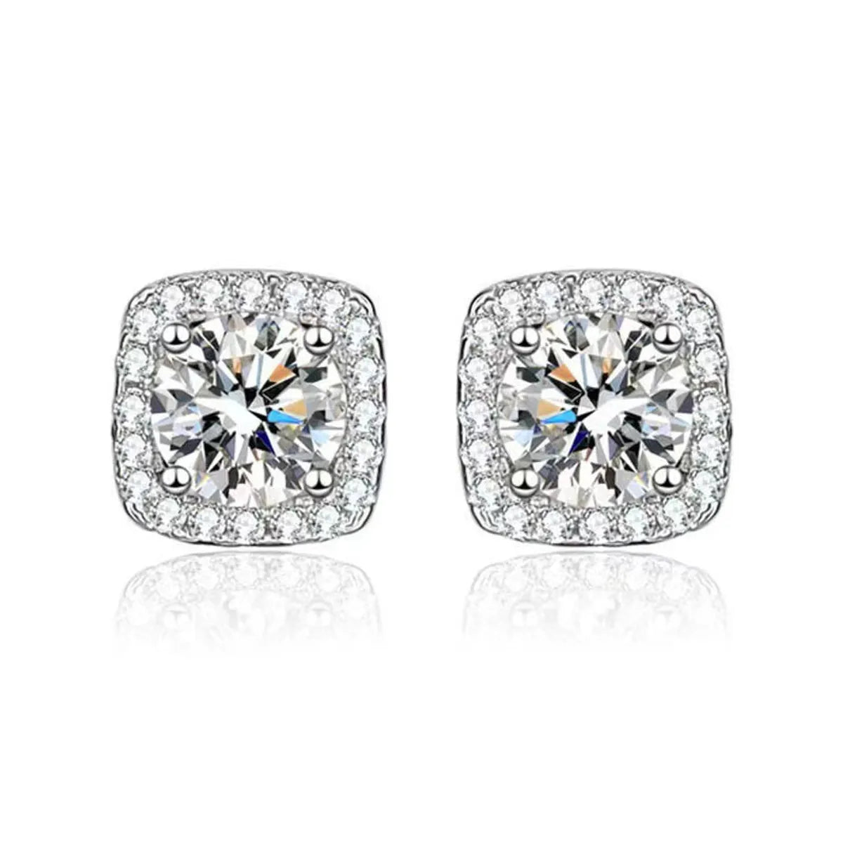 1 Pair Simple Style Classic Style Square Inlay Copper Zircon Ear Studs