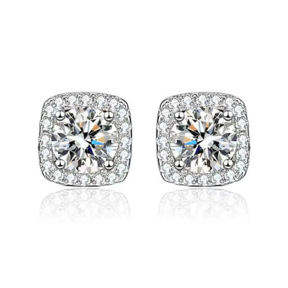 1 Pair Simple Style Classic Style Square Inlay Copper Zircon Ear Studs