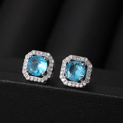 1 Pair Simple Style Classic Style Square Inlay Copper Zircon Ear Studs