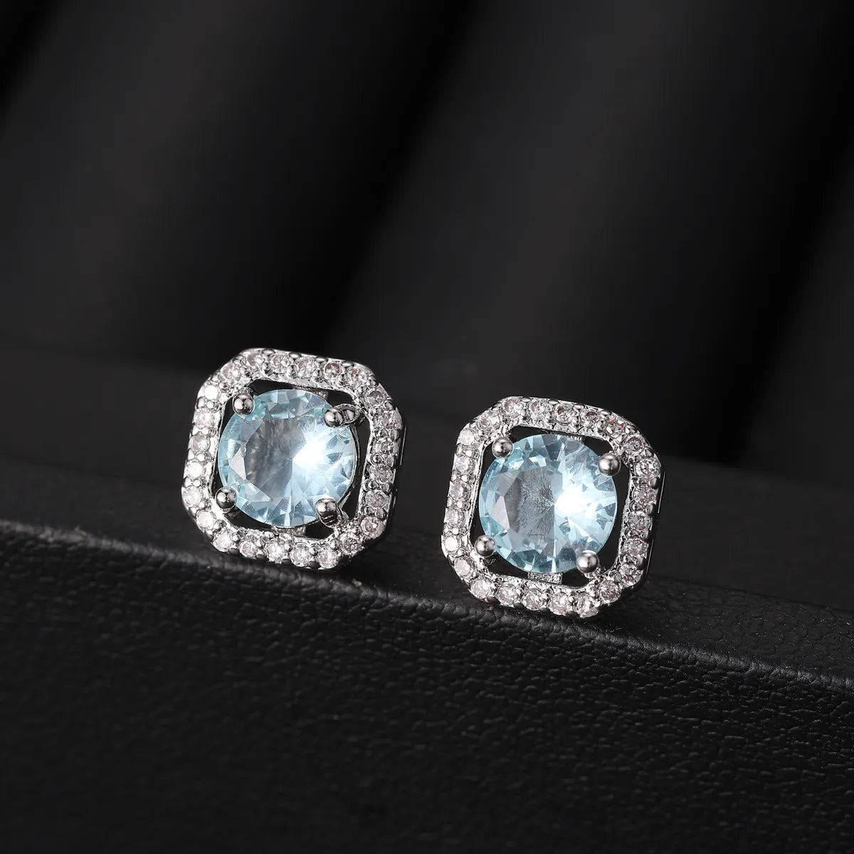 1 Pair Simple Style Classic Style Square Inlay Copper Zircon Ear Studs