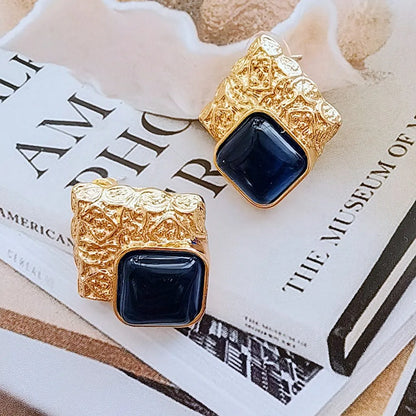 1 Pair Simple Style Classic Style Square Plating Inlay Alloy Zircon Gold Plated Ear Studs