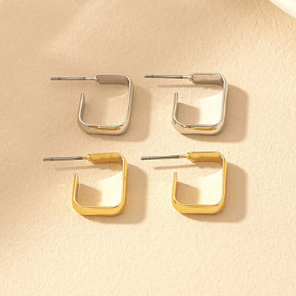 1 Pair Simple Style Classic Style Square Plating Iron Ear Studs