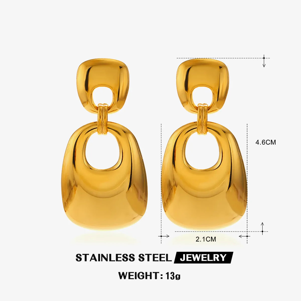 1 Pair Simple Style Classic Style Square Solid Color Polishing 304 Stainless Steel 18K Gold Plated Drop Earrings