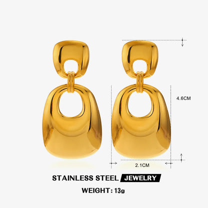 1 Pair Simple Style Classic Style Square Solid Color Polishing 304 Stainless Steel 18K Gold Plated Drop Earrings