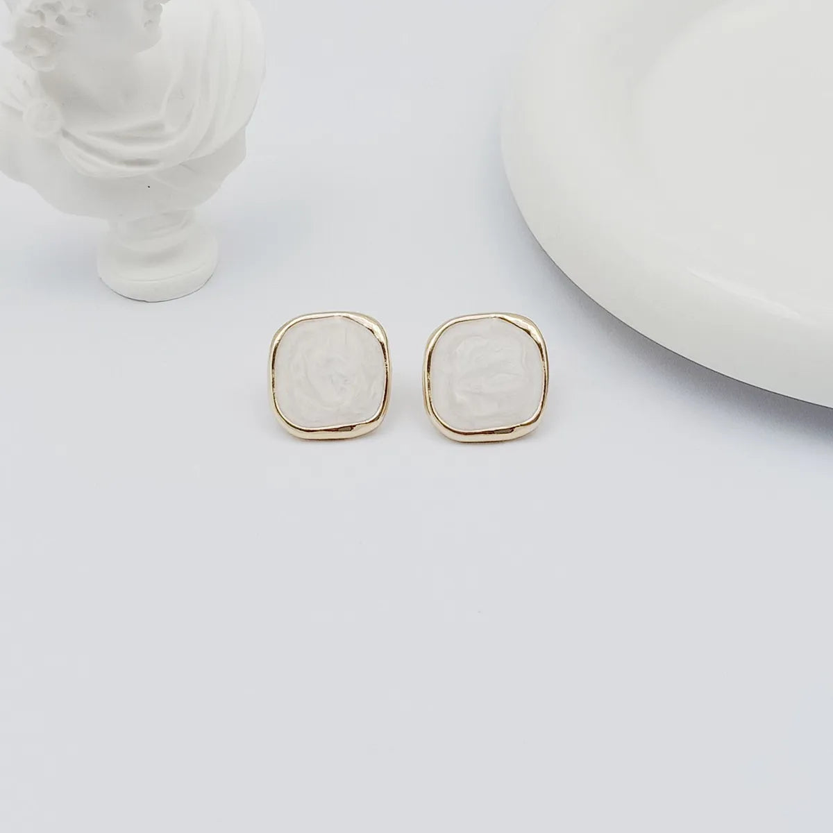 1 Pair Simple Style Classic Style Square Stoving Varnish Alloy Ear Studs