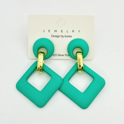 1 Pair Simple Style Classic Style Square Stoving Varnish Arylic Drop Earrings