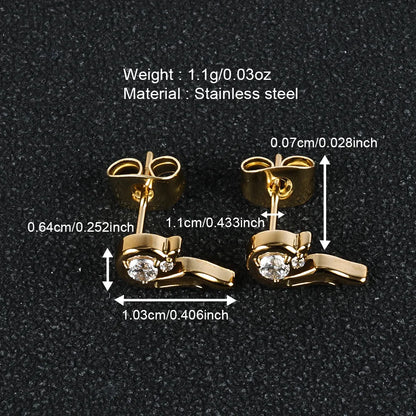 1 Pair Simple Style Classic Style Squirrel Polishing Inlay 304 Stainless Steel Zircon 18K Gold Plated Ear Studs