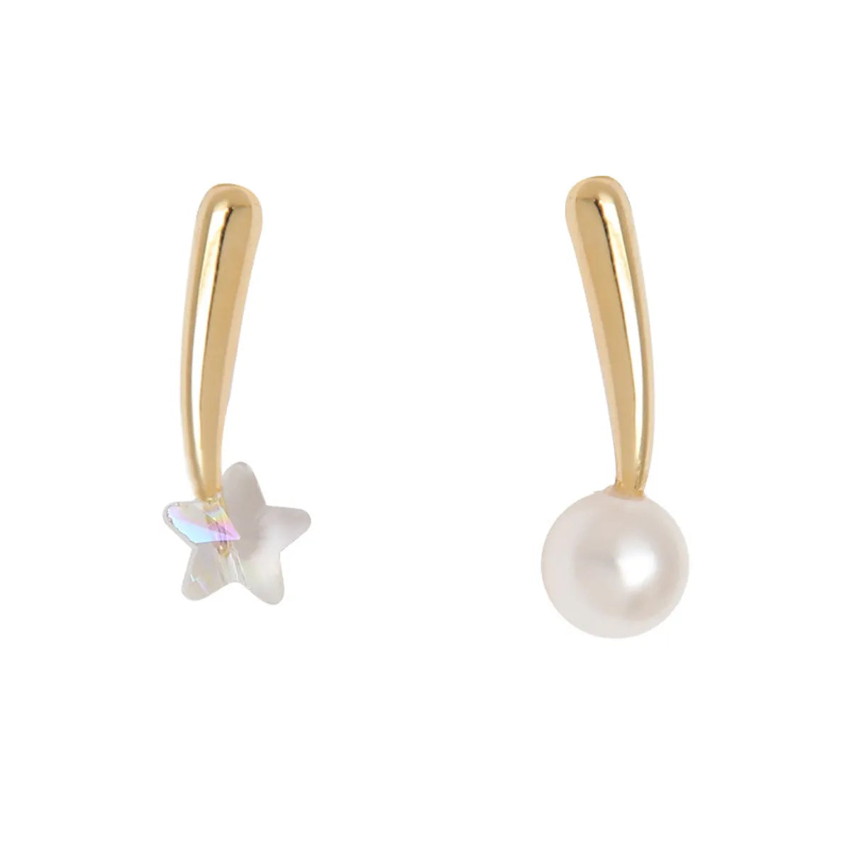 1 Pair Simple Style Classic Style Star Asymmetrical Inlay Copper Crystal Pearl 18K Gold Plated Ear Cuffs