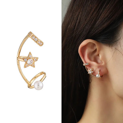 1 Pair Simple Style Classic Style Star Bow Knot Inlay Copper Rhinestones Drop Earrings