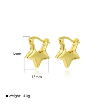 1 Pair Simple Style Classic Style Star Heart Shape Copper 18K Gold Plated Earrings