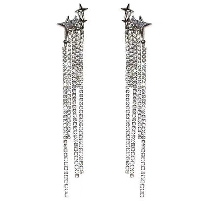 1 Pair Simple Style Classic Style Star Inlay Alloy Rhinestones Drop Earrings