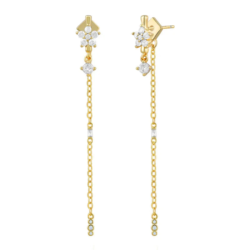 1 Pair Simple Style Classic Style Star Inlay Copper Rhinestones Drop Earrings