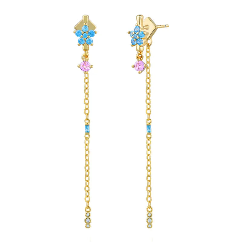 1 Pair Simple Style Classic Style Star Inlay Copper Rhinestones Drop Earrings