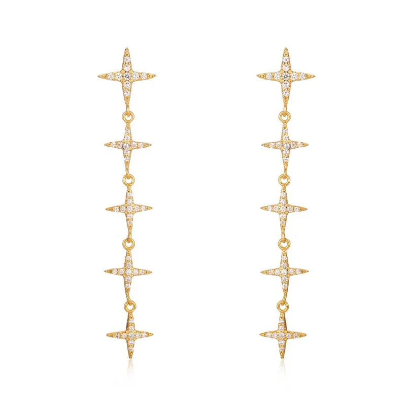 1 Pair Simple Style Classic Style Star Inlay Copper Rhinestones Drop Earrings