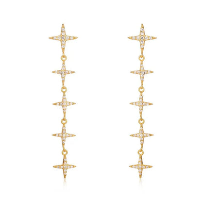 1 Pair Simple Style Classic Style Star Inlay Copper Rhinestones Drop Earrings