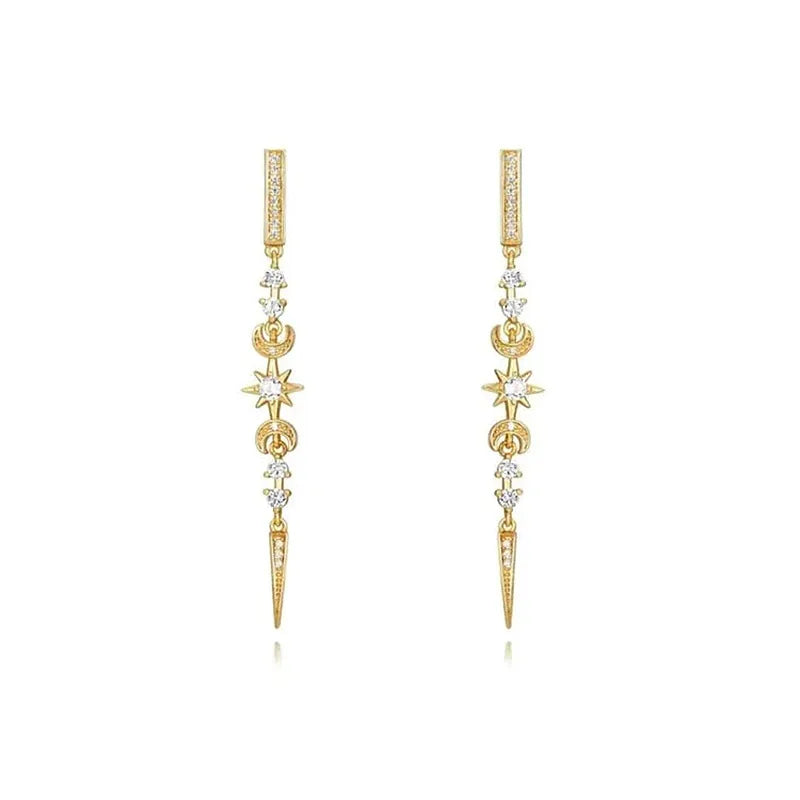 1 Pair Simple Style Classic Style Star Inlay Copper Rhinestones Drop Earrings