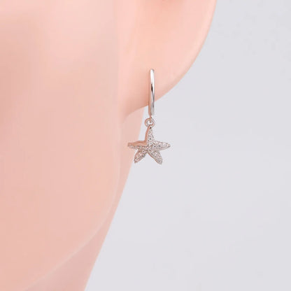 1 Pair Simple Style Classic Style Star Inlay Sterling Silver Zircon Drop Earrings