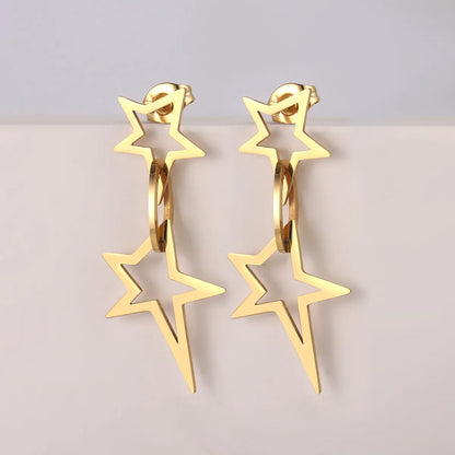 1 Pair Simple Style Classic Style Star Plating 304 Stainless Steel 14K Gold Plated Drop Earrings