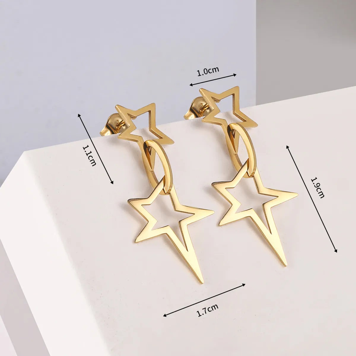 1 Pair Simple Style Classic Style Star Plating 304 Stainless Steel 14K Gold Plated Drop Earrings