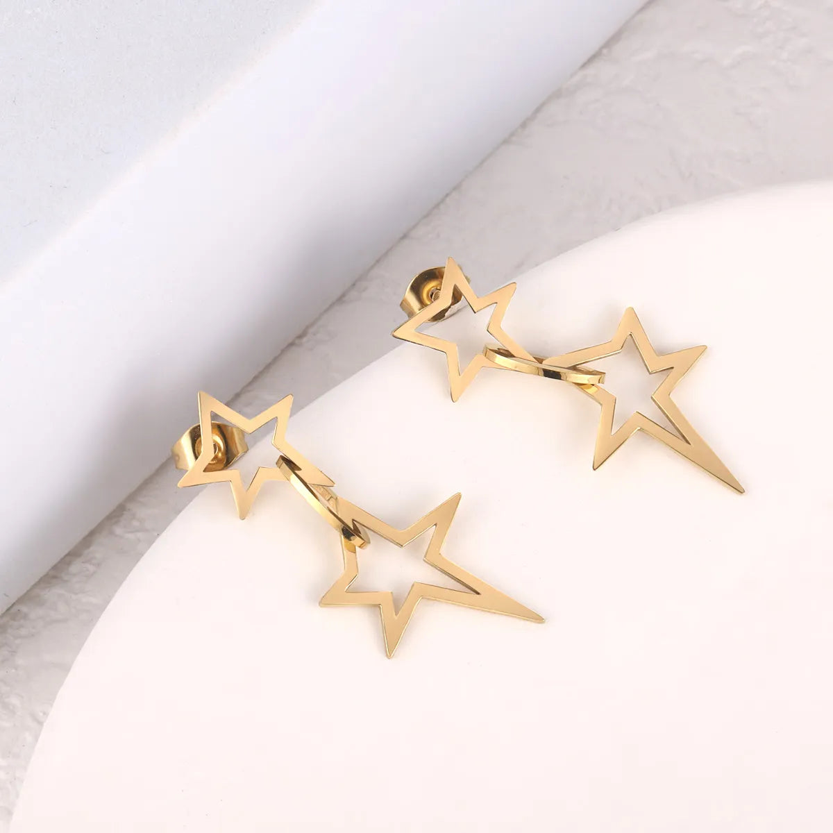 1 Pair Simple Style Classic Style Star Plating 304 Stainless Steel 14K Gold Plated Drop Earrings