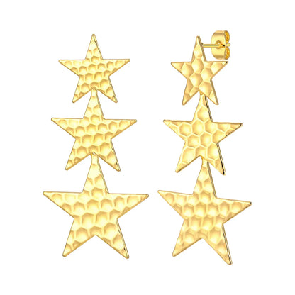 1 Pair Simple Style Classic Style Star Plating Copper Gold Plated Drop Earrings