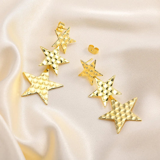 1 Pair Simple Style Classic Style Star Plating Copper Gold Plated Drop Earrings