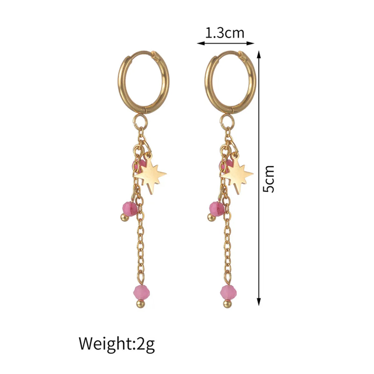 1 Pair Simple Style Classic Style Star Plating Titanium Steel Drop Earrings