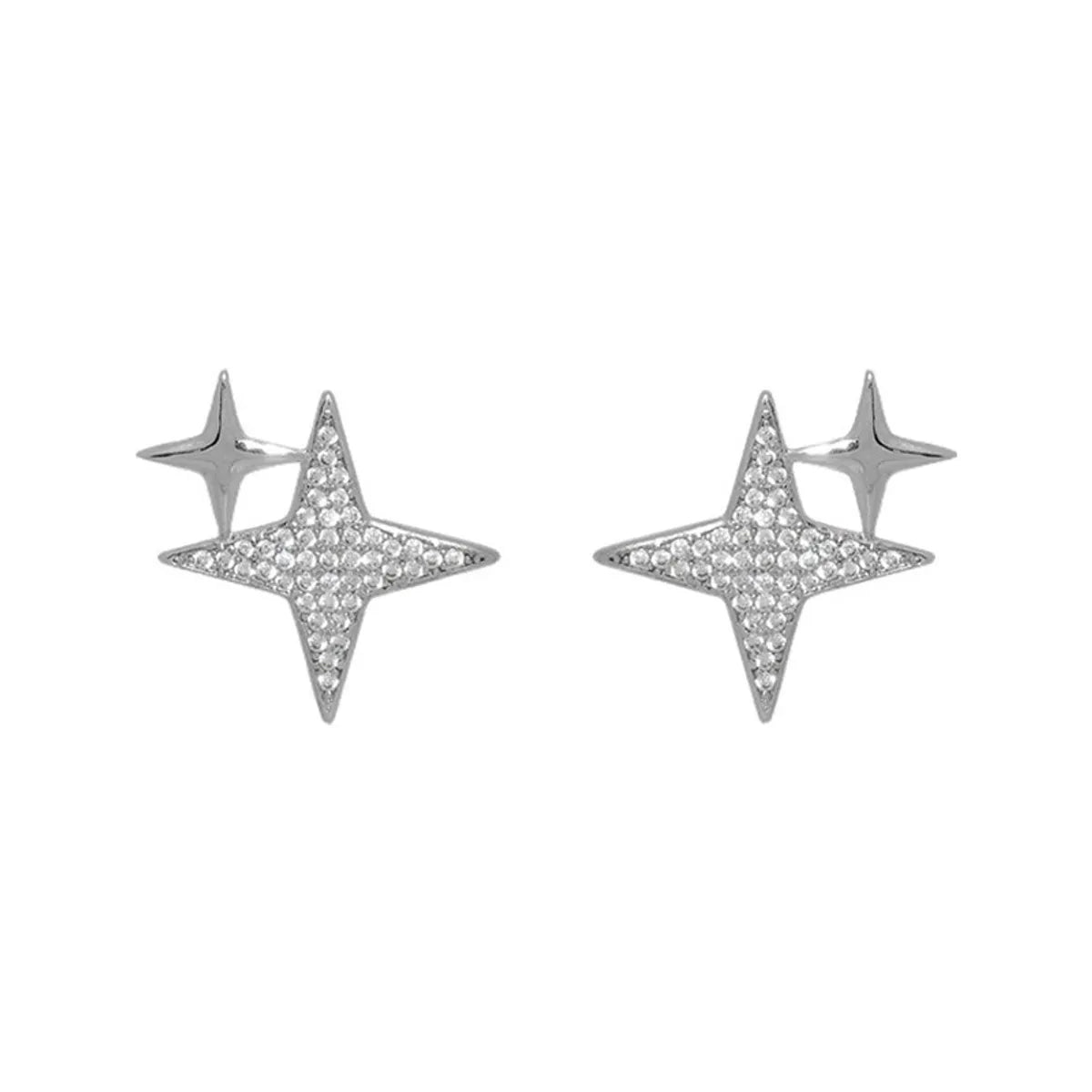 1 Pair Simple Style Classic Style Star Star Sterling Silver Ear Studs