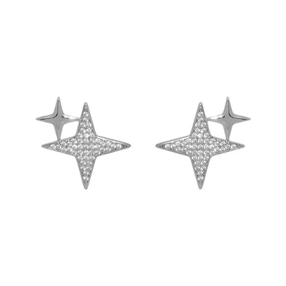 1 Pair Simple Style Classic Style Star Star Sterling Silver Ear Studs