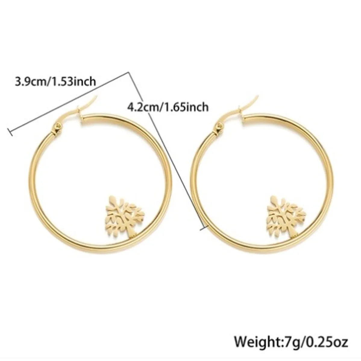 1 Pair Simple Style Classic Style Star Tree Snake Plating Stainless Steel 18k Gold Plated Earrings