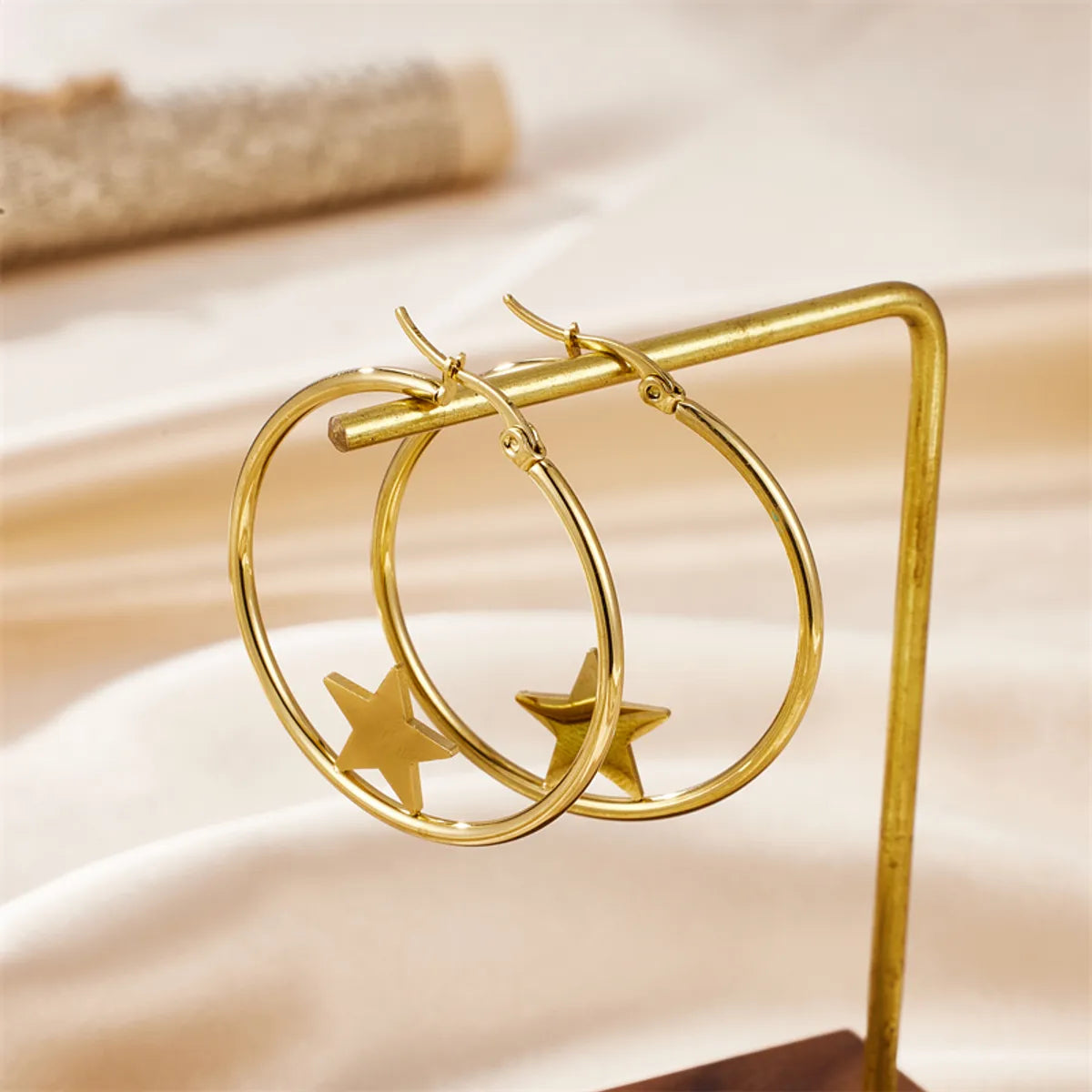 1 Pair Simple Style Classic Style Star Tree Snake Plating Stainless Steel 18k Gold Plated Earrings