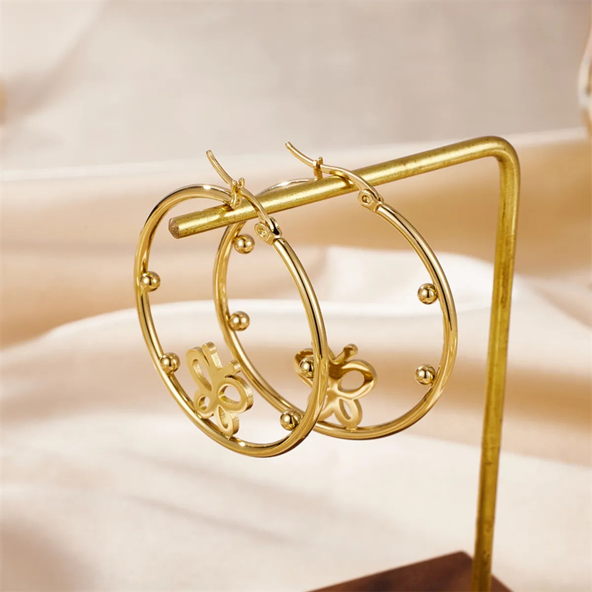 1 Pair Simple Style Classic Style Star Tree Snake Plating Stainless Steel 18k Gold Plated Earrings