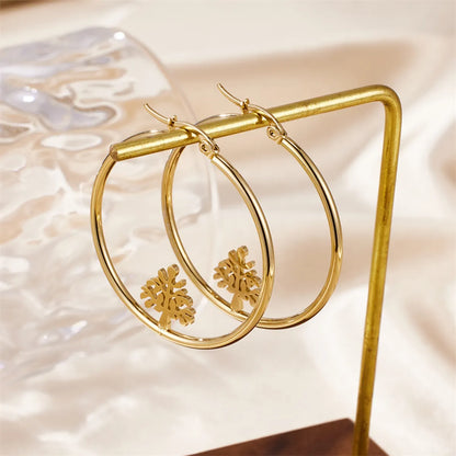 1 Pair Simple Style Classic Style Star Tree Snake Plating Stainless Steel 18k Gold Plated Earrings