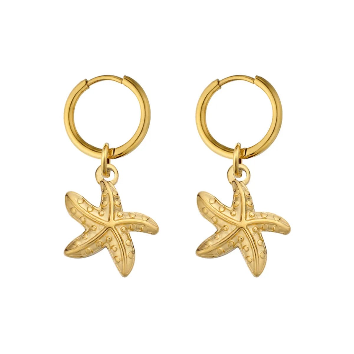 1 Pair Simple Style Classic Style Starfish Conch Shell Plating Stainless Steel Gold Plated Earrings